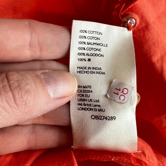Anthropologie Vibrant Orange Puff Sleeve Eyelet Blouse Top Size XS - Picture 9 of 10